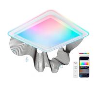 Plafón SmartLED KSIX Celeste, Diseño cuadrado, Altavoz, RGBIC + CCT, 48,5 x 48,5 x 9 cm, 4450 lm, 35W, App Tuya, Blanco