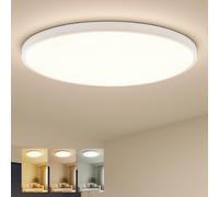 Plafón LED Techo 24W 3CCT 3000K-4000K-6000K, 2760LM Ø23cm IP44 Ultrafino 21mm con Selector de Temperatura Integrado, Lámpara de Techo para Dormitorio Cocina Salón Baño (3cct/blanco, 1 Pack)