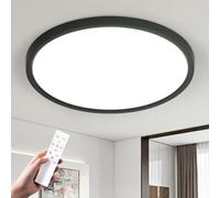 Plafon LED Techo 40cm, 3000K-6500K Regulable con Mando a Distancia, Lámpara Techo Redondo Gran Tamaño para Salón Comedor Oficina Dormitorios, Downlight Plafones para Techo para Baño Cocina, Negro