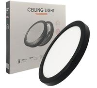 Plafon Led Techo Circular Negro Ø23cm, 18W, 2160Lm, Lampara de Techo Downlight, Superficie o Empotrable, Potencia Regulable, Luz Blanca seleccionable de 2700K a 6000K (230 mm)