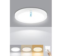 Plafon LED Techo con Sensor de Movimiento,12W 1200LM Lámpara de Techo con Función de Memoria,3000K/4000K/6000K Luz de Techo Regulable,Plafón LED Modernos para Cocina Pasillo Balcón Sótano,Ø19cm