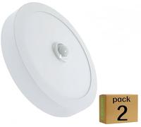 Plafón LED Techo con Sensor de Movimiento Circular 18W con Detector de Presencia con sensor Luces LED Para Pasillo Porche Garaje Armario Sótano (Pack 2x, Luz Neutra 4000K)