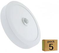 Plafón LED Techo con Sensor de Movimiento Circular 18W con Detector de Presencia con sensor Luces LED Para Pasillo Porche Garaje Armario Sótano (Pack 5x, Luz Blanco fria 6000K)