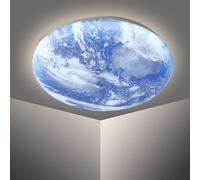 Plafon LED Techo Luna, Luz de techo led moderna, Lámpara de techo Luna, Lámpara de luna 3D Regulable, Lámpara pared Luna de Tierra, Lámpara de Techo LED con Control Remoto Dormitorio,Earth design,40cm
