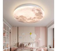 Plafon LED Techo Luna, Luz de techo led moderna, Lámpara de techo Luna, Lámpara de luna 3D Regulable, Lámpara pared Luna de Tierra, Lámpara de Techo LED con Control Remoto Dormitorio,Moon design,40cm