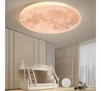 Plafon LED Techo Luna, Luz de techo led moderna, Lámpara de techo Luna, Lámpara de luna 3D Regulable, Lámpara pared Luna de Tierra, Lámpara de Techo LED con Control Remoto Dormitorio,Moon design,30cm