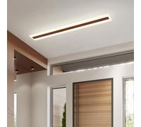 Plafon LED Techo Moderna Lámpara de Techo 3 Modos de Color Plafones 2700K/4500K/6500K Lámpara Techo Delgada Interior Larga Plana Acrílico para Dormitorio Comedor Sala (Madera Oscura-Luz Blanca,120cm)