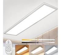 Plafon LED Techo Regulable 120x30cm con Mando a Distáncia, 40W Panel LED con Luz Fuerte Directa, Blanco Cálido/Natural/Frío 2700K-6500K, Lámpara de Techo para Taller Oficina Dormitorio Sala de Estar