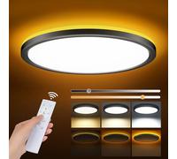 Plafon LED Techo Regulable 24W, Lámpara de Techo con Mando, Luz Nocturna Regulable 1800K, Lampara LED Techo Modernos 3000K-6500K Adecuado para Dormitorios Habitaciones Infantiles, Salones, Ø30, Negro