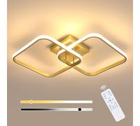 Plafon LED Techo Regulable, 50W 5625LM Lámpara de Techo con Mando a Distancia Función Memoria 3000K-6500K, Moderno Lamparas LED Cuadrado para Dormitorio, Salon, Comedor, Pasillo, Oro 64CM