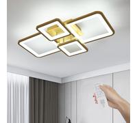 Plafon LED Techo Regulable, 54W 6075LM Moderno Lámpara de Techo Salon Cuadrado con Mando a Distancia 3000K-6500K, Luz LED Techo para Comedor Dormitorio, Oro 62CM