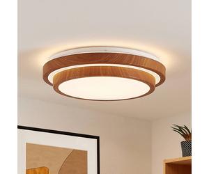 Plafón LED Vaako de Lindby, Ø 41 cm, metal, aspecto madera