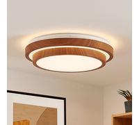 Plafón LED Vaako de Lindby, Ø 41 cm, metal, aspecto madera