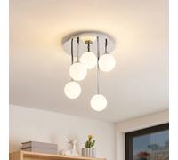 Plafón Lindby Chrissy, Ø 27 cm, cromo, 5 luces, cristal