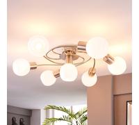 Plafón Lindby Ciala, 7 luces, color níquel, cristal True