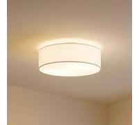 Plafón Lindby de Sebatin, Ø 40 cm, color crema, tela, casquillo E27
