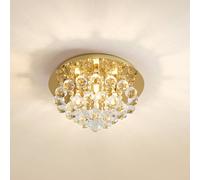Plafón Lindby Gillion, 4 luces, dorada, cristal, Ø 35 cm