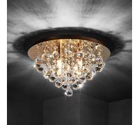 Plafón Lindby Gillion, 4 luces, dorado, cristal, Ø 35cm