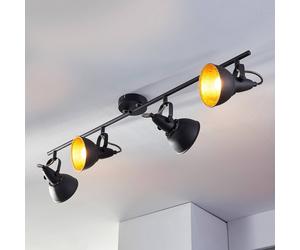 Plafón Lindby Julin, 85 cm, 4 luces, negro-dorado