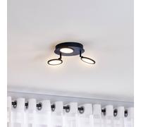 Plafón Lindby LED Manel, negro, hierro, Ø 22 cm