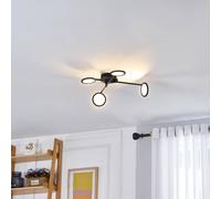 Plafón Lindby LED Manel, negro, hierro, 60 cm de largo