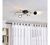 Plafón Lindby LED Manel, negro, hierro, 79 cm de largo