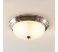 Plafón Lindby Pakka, color níquel, cristal, Ø 31 cm, E27