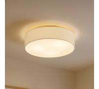 Plafón Lindby Sebatin, Ø 50 cm, blanco crema, tela, E27