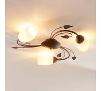 Plafón Lindby Stefania, 3 luces, Ø 46 cm, negro/oro