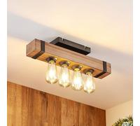 Plafón Lindby Sverina, 46 cm, marrón, madera, metal