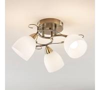 Plafón Lindby Tadeo, Ø 44 cm, latón envejecido, cristal