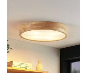 Plafón Lindby Tanju, Ø 50 cm, 4 luces, madera de roble, E27