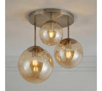 Plafón Lindby Teeja, ámbar, 3 luces, Ø47cm, cristal, E27