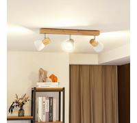Plafón Lindby Thorin, 47 cm, 3 luces, blanco, madera, E14