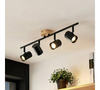 Plafón Lindby Xiomara, 4 luces, 68 cm de largo, madera