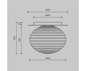 Plafón Maytoni Reels, dorado / blanco, Ø 35 cm, cristal