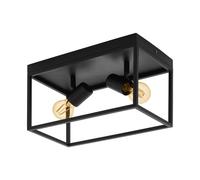 Plafón Moderna Vintage Minimal Negro 2 Luces GL0557