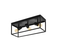 Plafón Moderna Vintage Minimal Negro 3 Luces GL0556