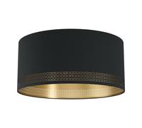 Plafón Moderno De Tela Negra Y Oro 1 Luz GL0448