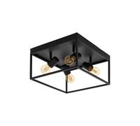 Plafón Moderno Vintage Minimal Negro 4 Luces GL0555