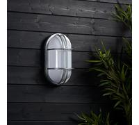 LEDKIA LIGHTING Plafón Oval para Exterior 260x146 mm Fjord Acero Galvanizado Plateado E27
