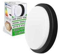 Plafon Ovalado LED 4000K 1080 Lm 180-250V 12W - Hecho de Policarbonato | Plafon LED Techo Ø175x47 mm para Montaje en Techo o Pared con Grado de Protección IP54 - ONIX TECH