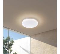 Plafón para exterior Lindby LED Kirkola, 3000 K, Ø 26 cm, blanco