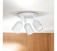 Plafón plástico blanco cocina salón Ø15 cm GU10 móvil flexible 3 luces atemporal plafón pasillo PAYTON