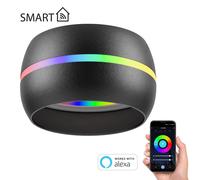 ledscom.de Plafón/portalámpara FUNT, negro mate, 90mm Ø Bombillas RGB blanco cálido - blanco frío (2900-6200)