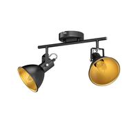 Plafón RISI E14 dos luces metal negro-oro incl. velas LED mate c/u