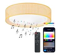 Plafón SmartLED Ksix Bohemia, Diseño ratán, Altavoz 3W integrado, RGBIC + CCT, Ø46 cm, 4.000 lm, 35 W, App Tuya, Blanco