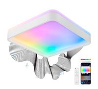 Plafón SmartLED KSIX Stellar Plus, Cuadrado, Altavoz, RGBIC + CCT, 49x49x7,5cm, 4450 lm, 35W, App Tuya, Blanco