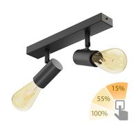 Plafón vintage E27 FARE retro negro orientable 2 luces + lámparas [EEK: E]