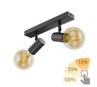 Plafón vintage E27 FARE retro negro orientable 2 luces + lámparas LED